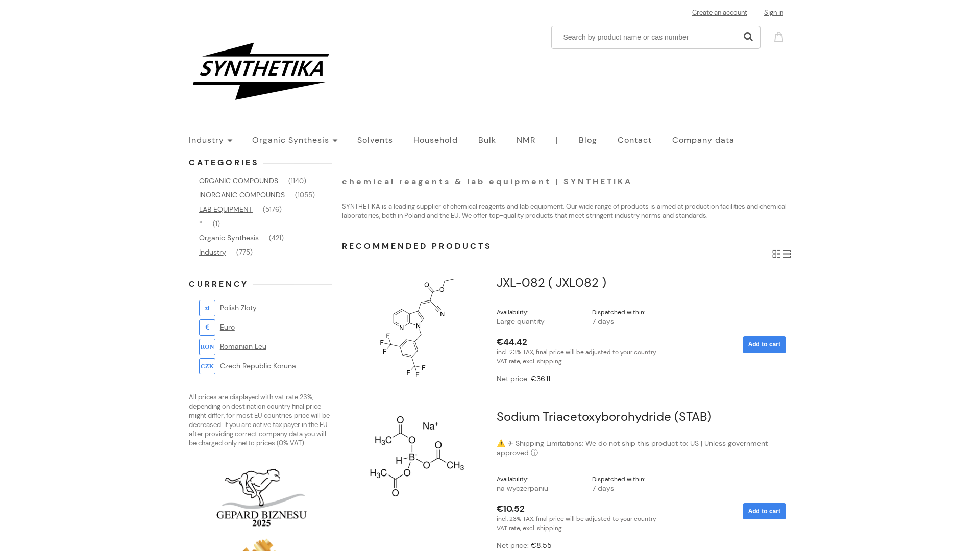 Podgląd strony SYNTHETIKA
